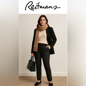 Reitmans Slim Leg Stretch Trousers – Size 18 – Charcoal grey green